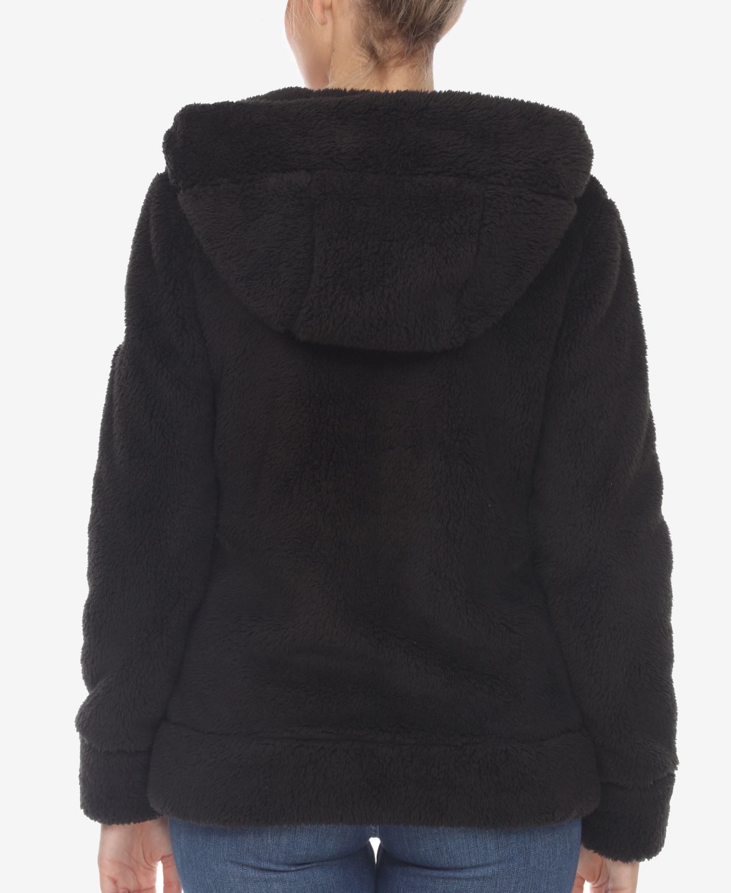 Женская куртка White Mark Hooded Sherpa, цвет: Чёрный — фото 2