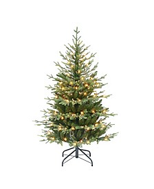 4.5' Pre-Lit Slim Balsam Fir Tree with 200 Underwriters Laboratories Clear Incandescent Lights, 1069 Tips