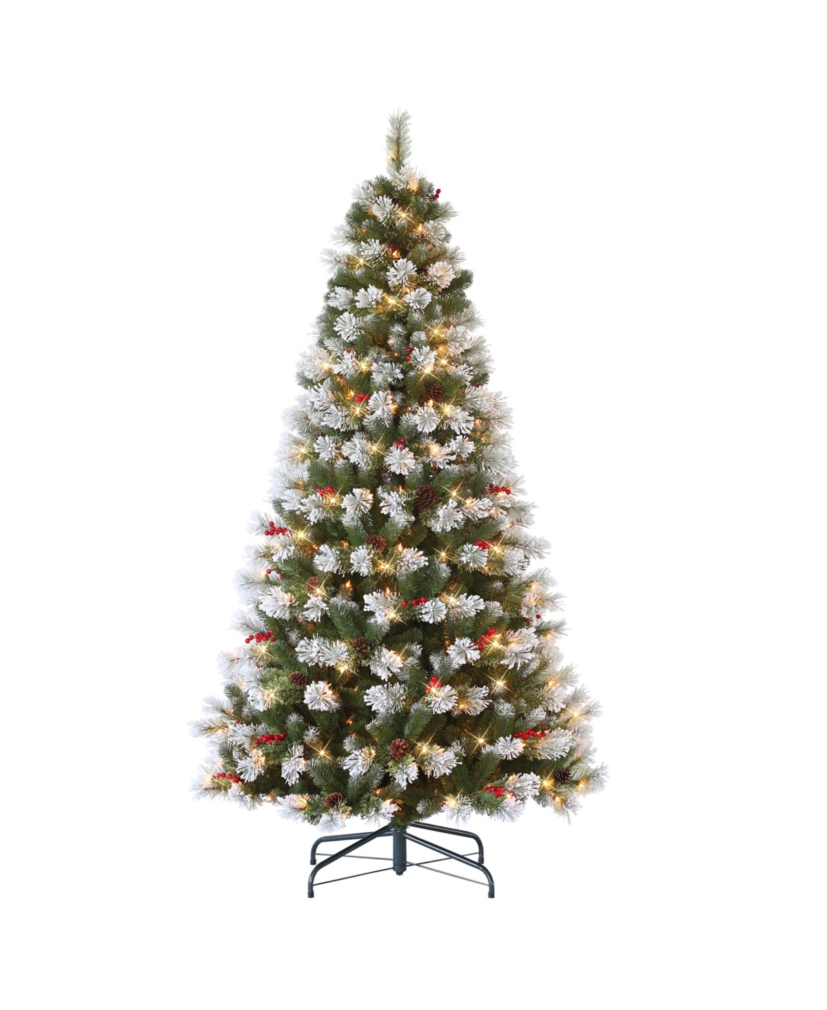 Puleo 7.5' Flocked Pine Tree With 350 Underwriters Laboratories Clear Incandescent Lights, 1042 Tips In Green