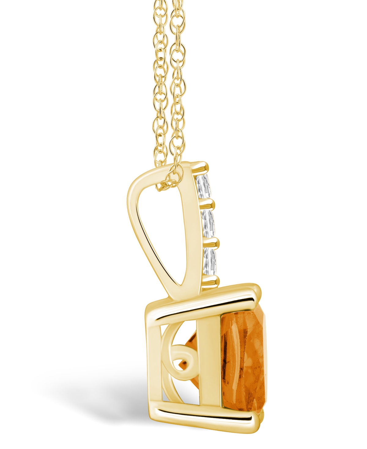 Macy's Citrine ( Ct. T.w.) and Diamond Accent Pendant Necklace in 14K Gold
