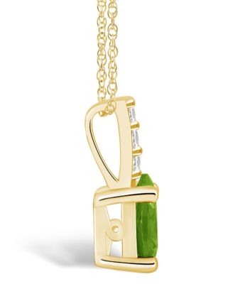 Peridot (1 Ct. T.W.) and Diamond Accent Pendant Necklace in 14K Yellow Gold