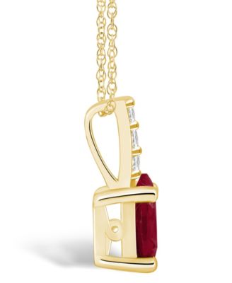 Garnet (1-1/10 Ct. T.W.) and Diamond Accent Pendant Necklace in 14K Yellow Gold