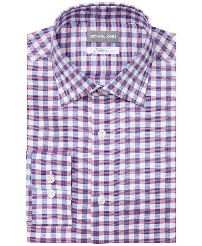 Michael Kors Men's Regular-Fit Performance Stretch Check Dress Shirt ...