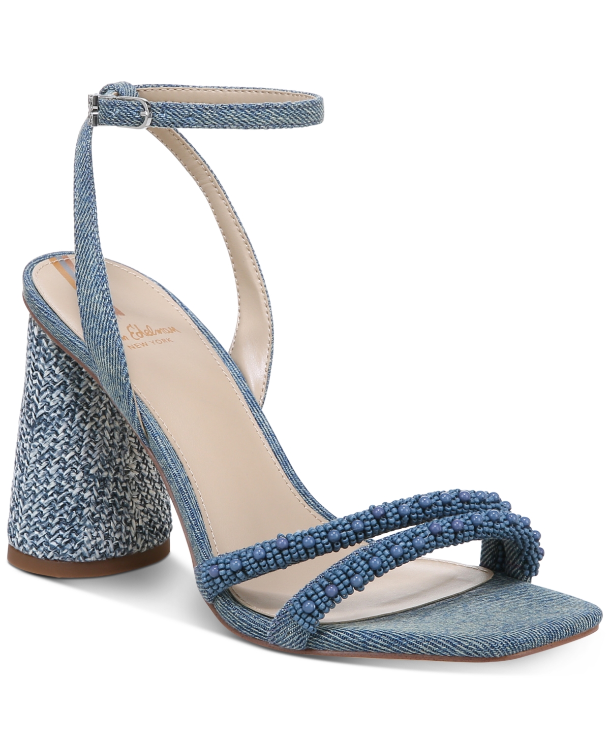 Sam Edelman Kia Sandal In Washed Blue Beads
