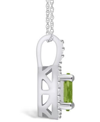 Peridot (1-1/3 Ct. T.W.) and Diamond (1/4 Ct. T.W.) Halo Pendant Necklace in 14K White Gold