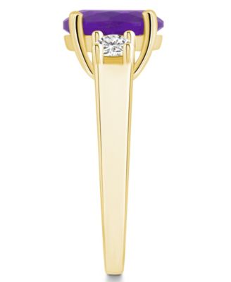 Amethyst and Diamond Ring (2-1/2 ct.t.w and 1/3 ct.t.w) 14K Yellow Gold