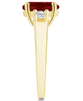 Garnet and Diamond Ring (3-1/10 ct.t.w and 1/3 ct.t.w) 14K Yellow Gold