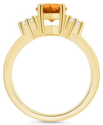 Citrine and Diamond Ring (1-3/4 ct.t.w and 1/10 ct.t.w) 14K Yellow Gold
