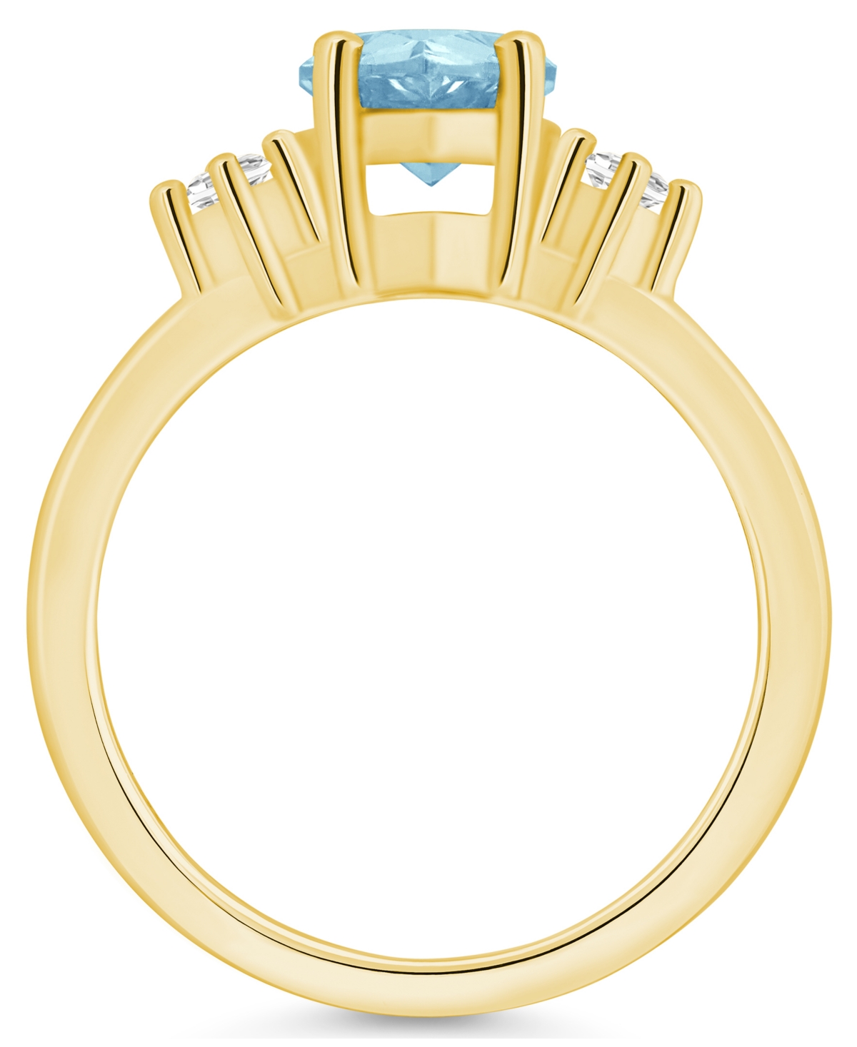Macy'sand Diamond Ring (1-5/8 ct.t.w and 1/10 ct.t.w) 14K Yellow Gold - Aquamarine