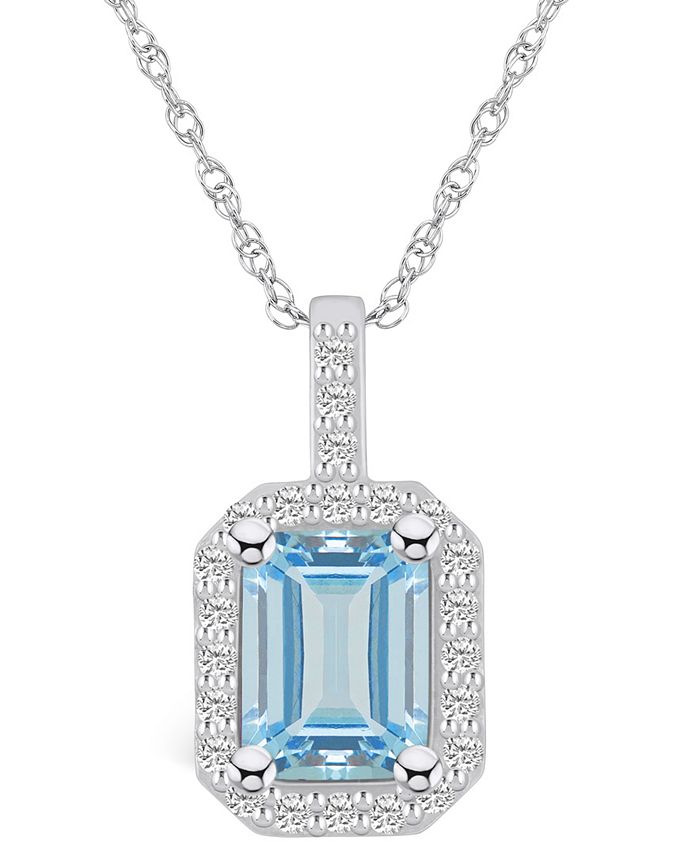 Macy s Aquamarine 1 3 8 Ct. T.W. and Diamond 1 4 Ct. T.W. Halo