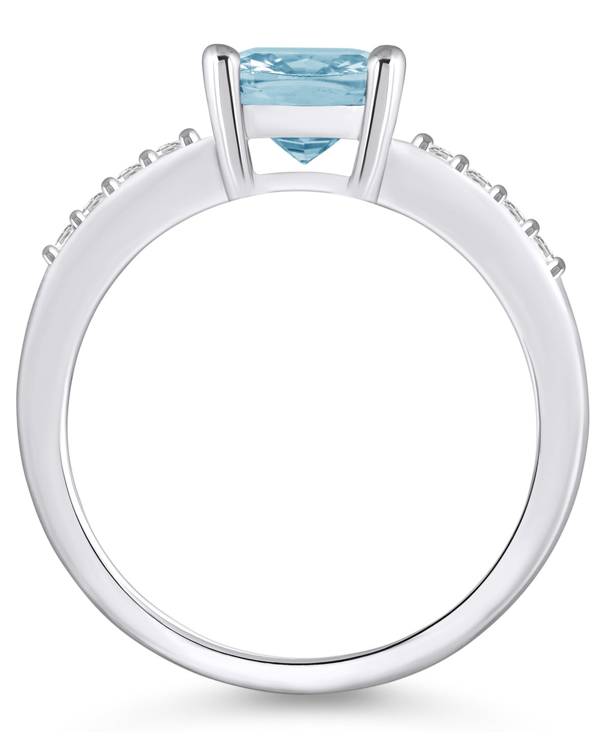 Macy'sand Diamond Ring (2 ct.t.w and 1/8 ct.t.w) 14K White Gold - Aquamarine