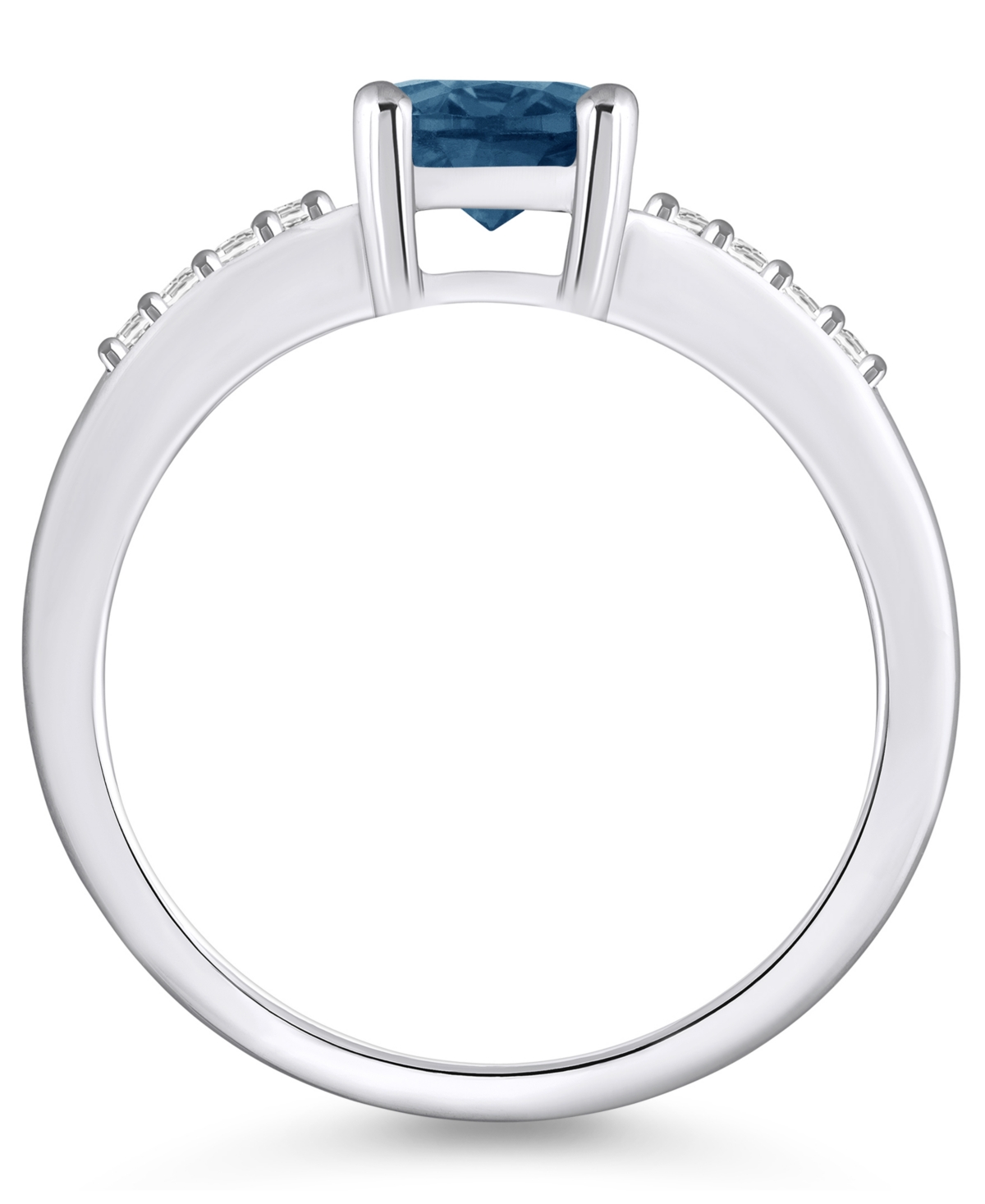 Macy'sand Diamond Ring (1-5/8 ct.t.w and 1/8 ct.t.w) 14K White Gold - London Blue Topaz