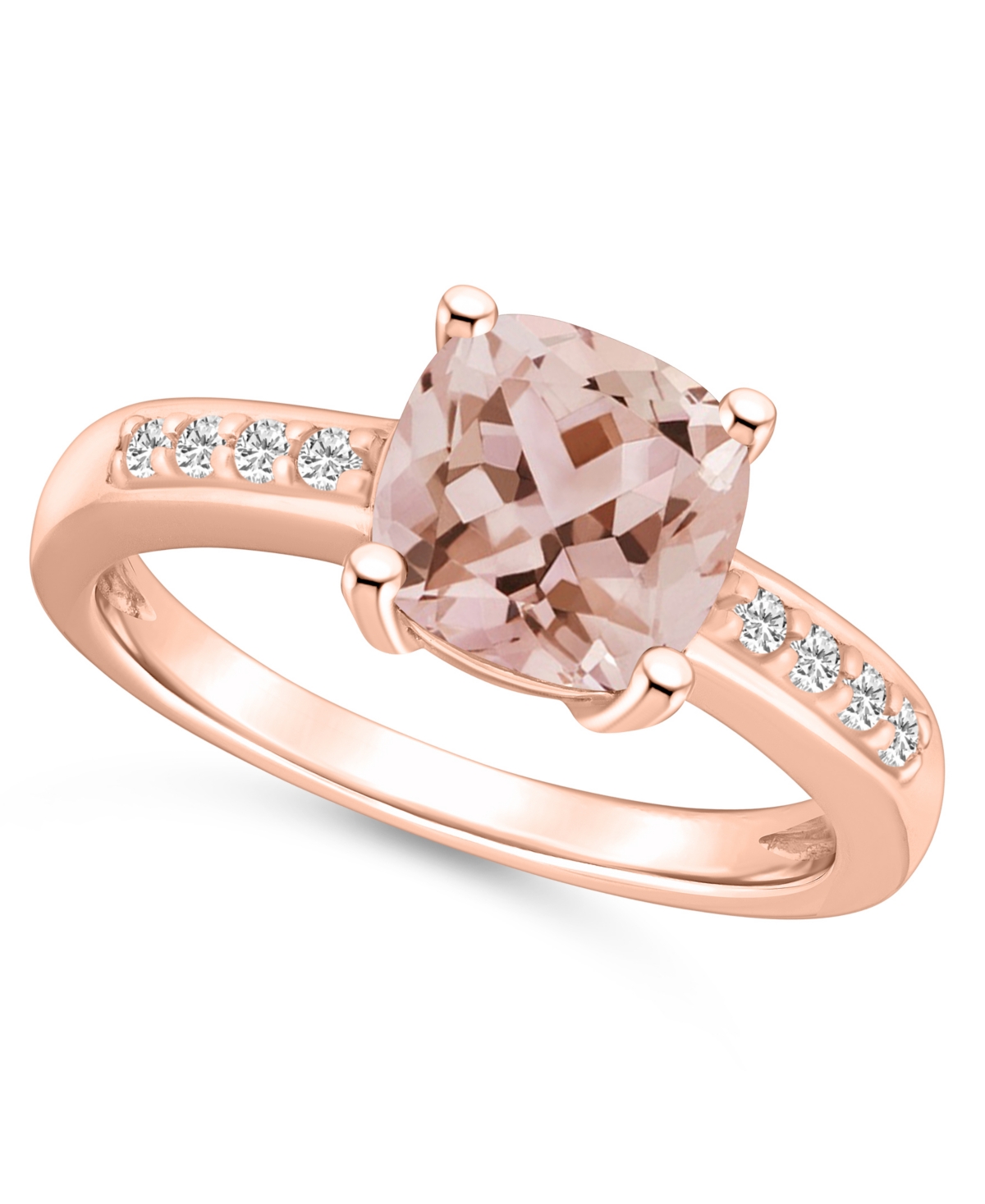 Macy's Morganite And Diamond Ring (2 Ct.t.w And 1/8 Ct.t.w) 14k Rose Gold In Pink