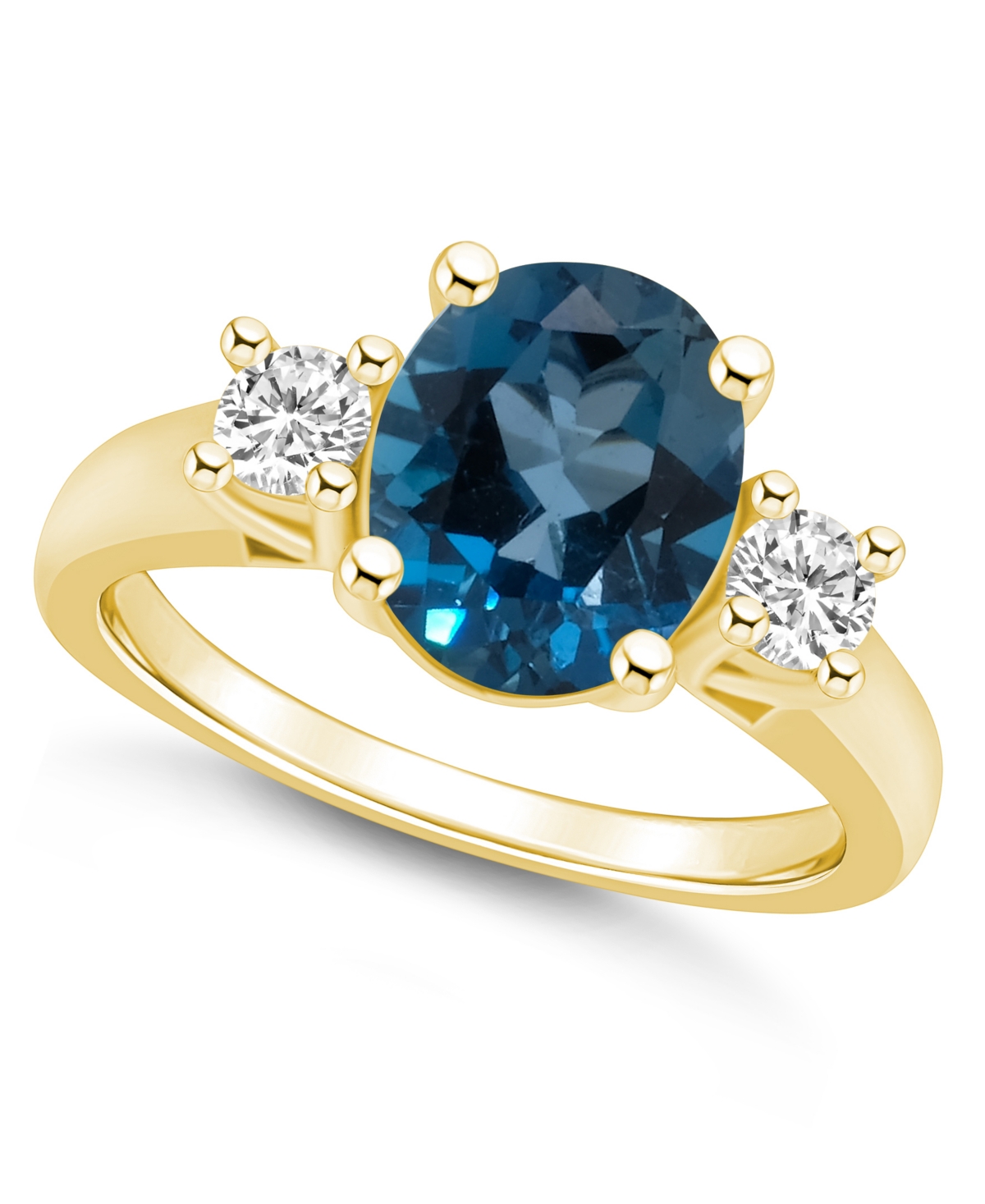London Blue Topaz and Diamond Ring (3-5/8 ct.t.w and 1/3 ct.t.w) 14K Yellow Gold - London Blue Topaz