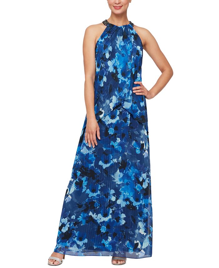 SL Fashions Women's Beaded-Neck Evening Gown - Macy's