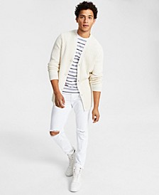 Men's Twisted Classic-Fit Metallic Ribbed-Knit Cardigan, Created for Macy's 