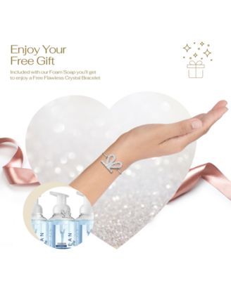 Hand Foaming Soap in Ocean Bliss, Moisturizing Hand Soap with Flawless Crystal Heart Bracelet - Hand Wash Set, 4 Piece