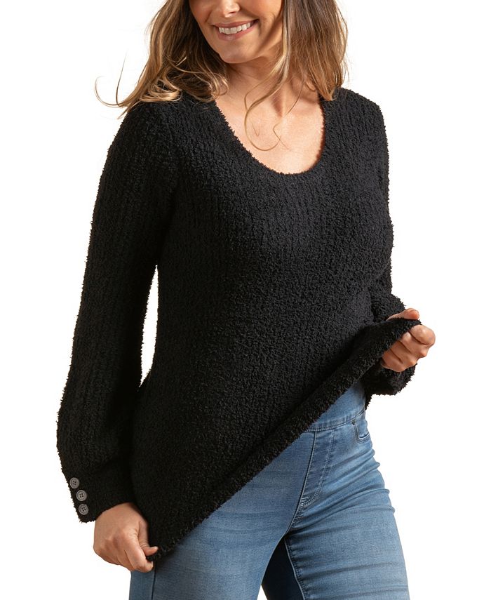 Laurie Felt - Los Angeles Women's Cloud Sweater with Button Sleeve ...