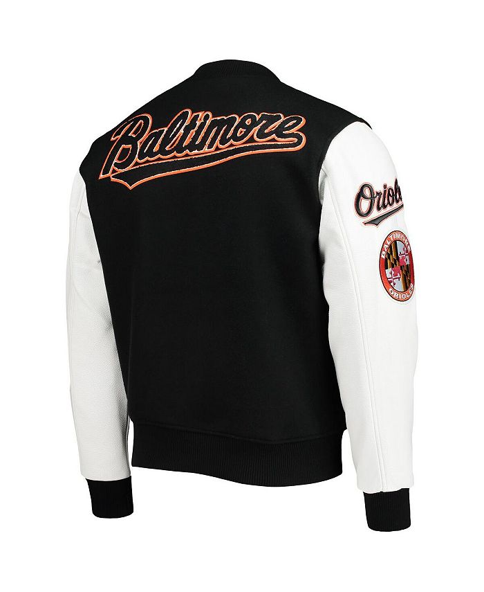 Pro Standard Men's Black, White Baltimore Orioles Varsity Logo FullZip