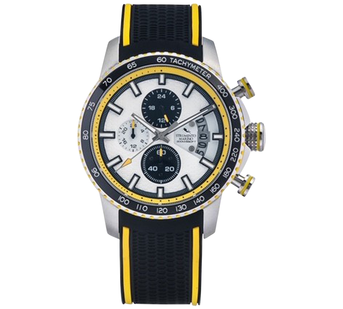 Men's Chronograph Freedom Black Silicone Strap Watch 45mm - Blue Yellow