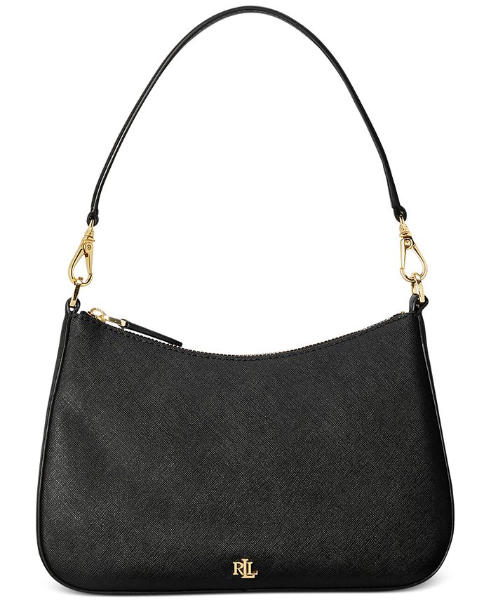 Ralph Lauren Black Canvas/suede Tote Shoulder Handbag 