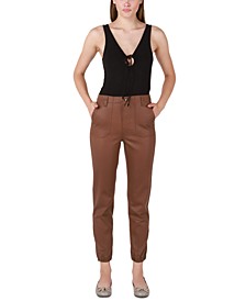 Women's Cropped High-Rise Coated Joggers