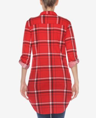 Women's Plaid Tunic Top Shirt