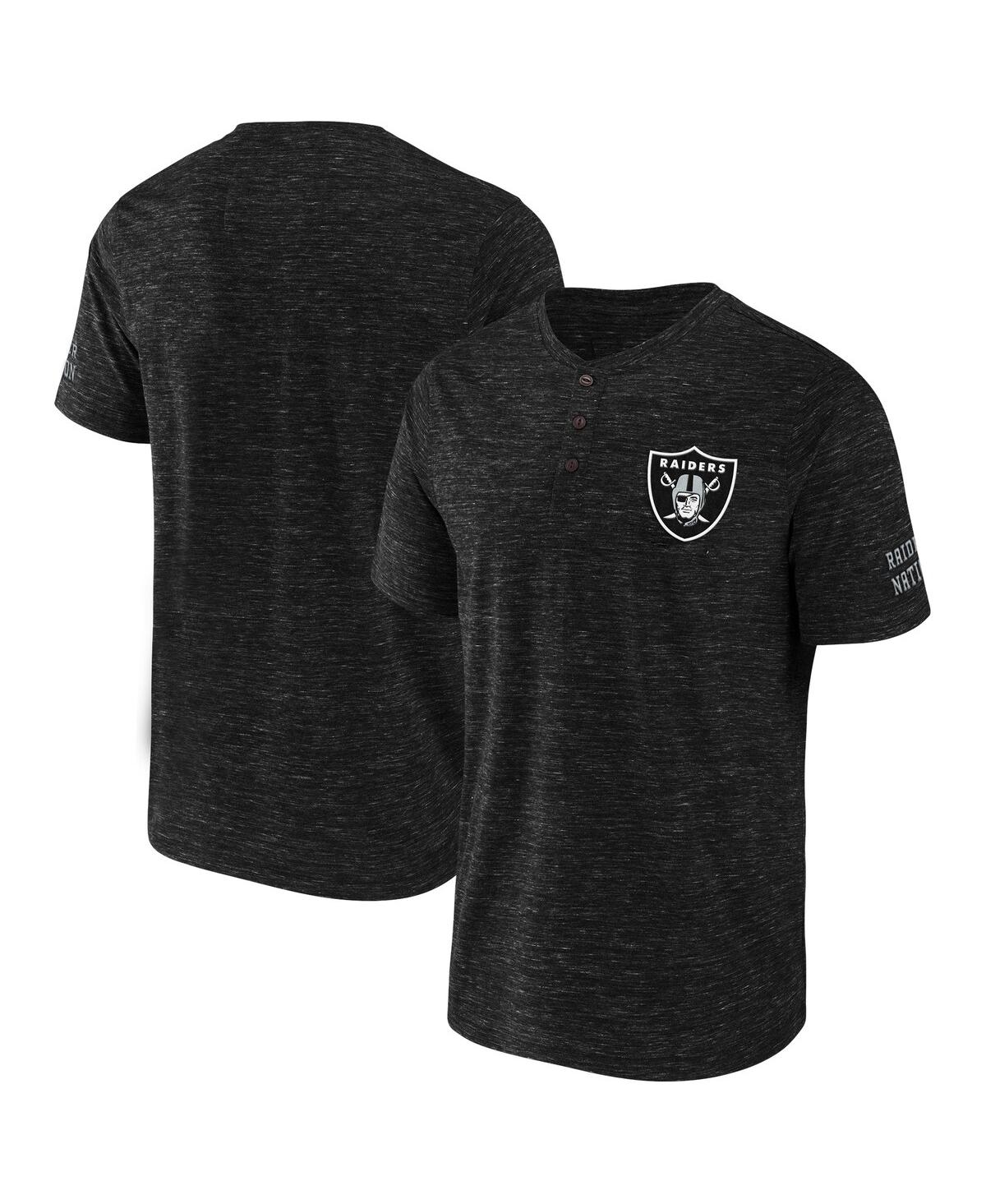 Fanatics Men's Nfl X Darius Rucker Collection By  Black Las Vegas Raiders Slub Jersey Henley Long Sle