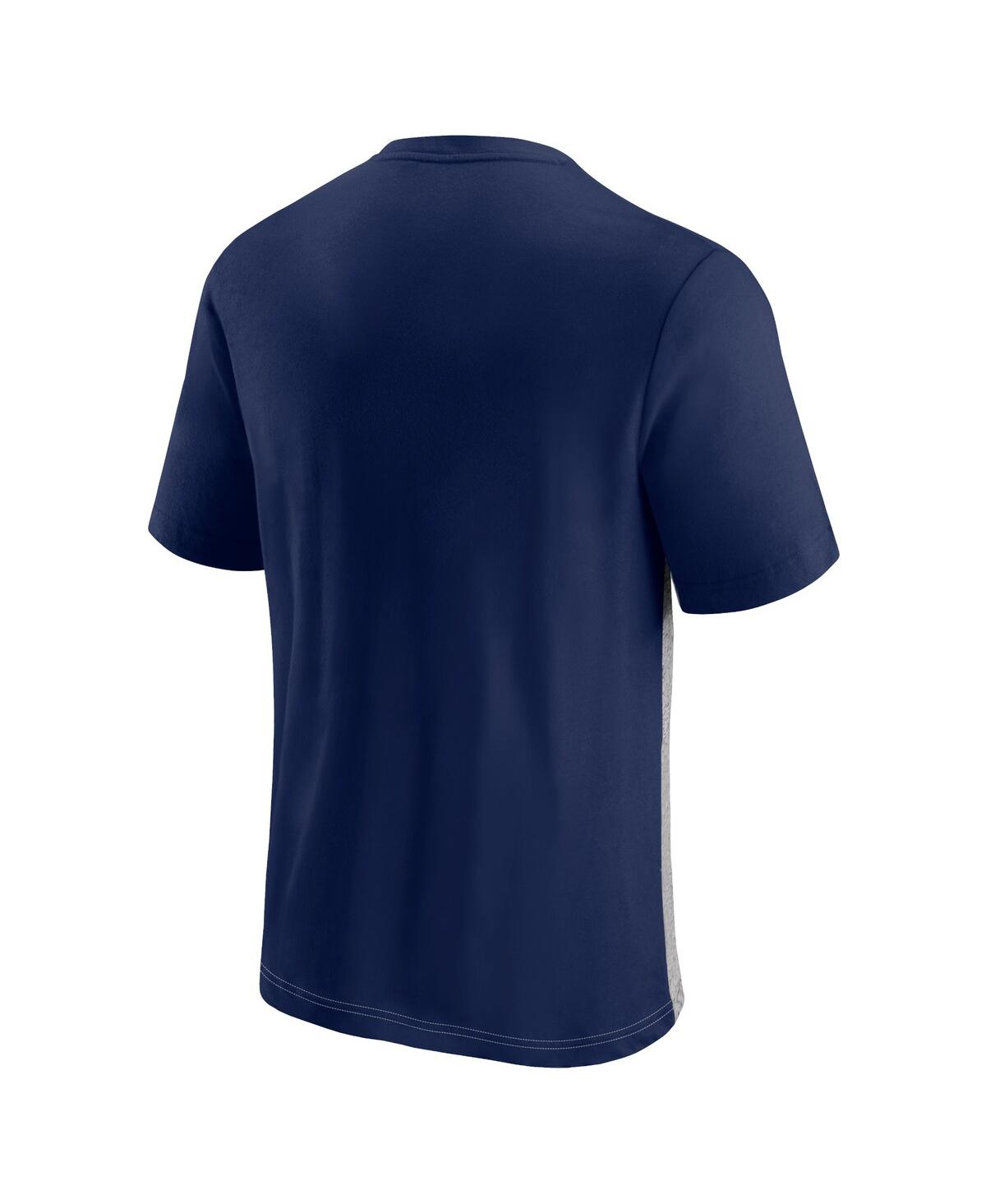 Fanatics Men's  Navy And Heathered Gray New England Patriots Colorblock T-shirt In Navy,heathered Gray