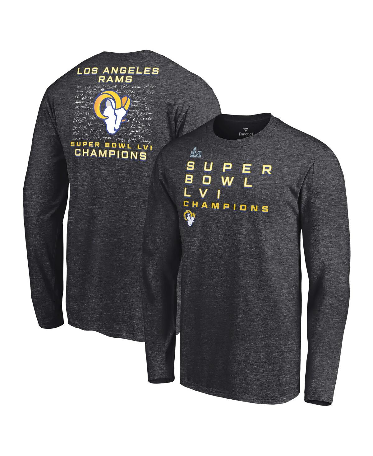 Men's FanaticsLos Angeles Rams Super Bowl Lvi Champions Big and Tall Signature Roster Long Sleeve T-shirt - Charcoal