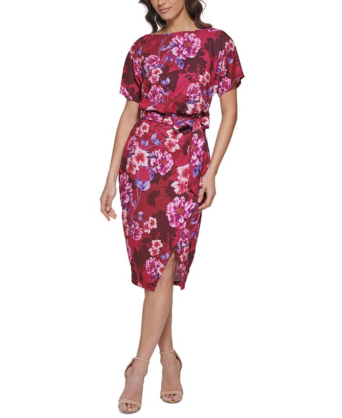 kensie Printed Scuba Crepe Sheath Dress Macy s