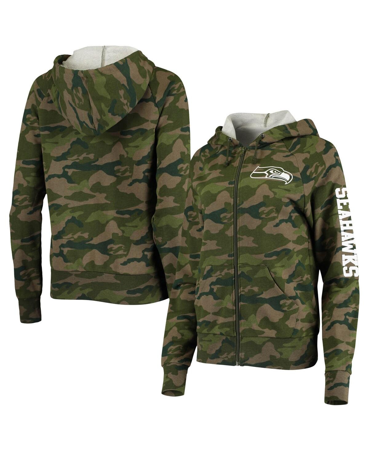 NEW ERA WOMEN'S NEW ERA CAMO SEATTLE SEAHAWKS RAGLAN FULL-ZIP HOODIE 