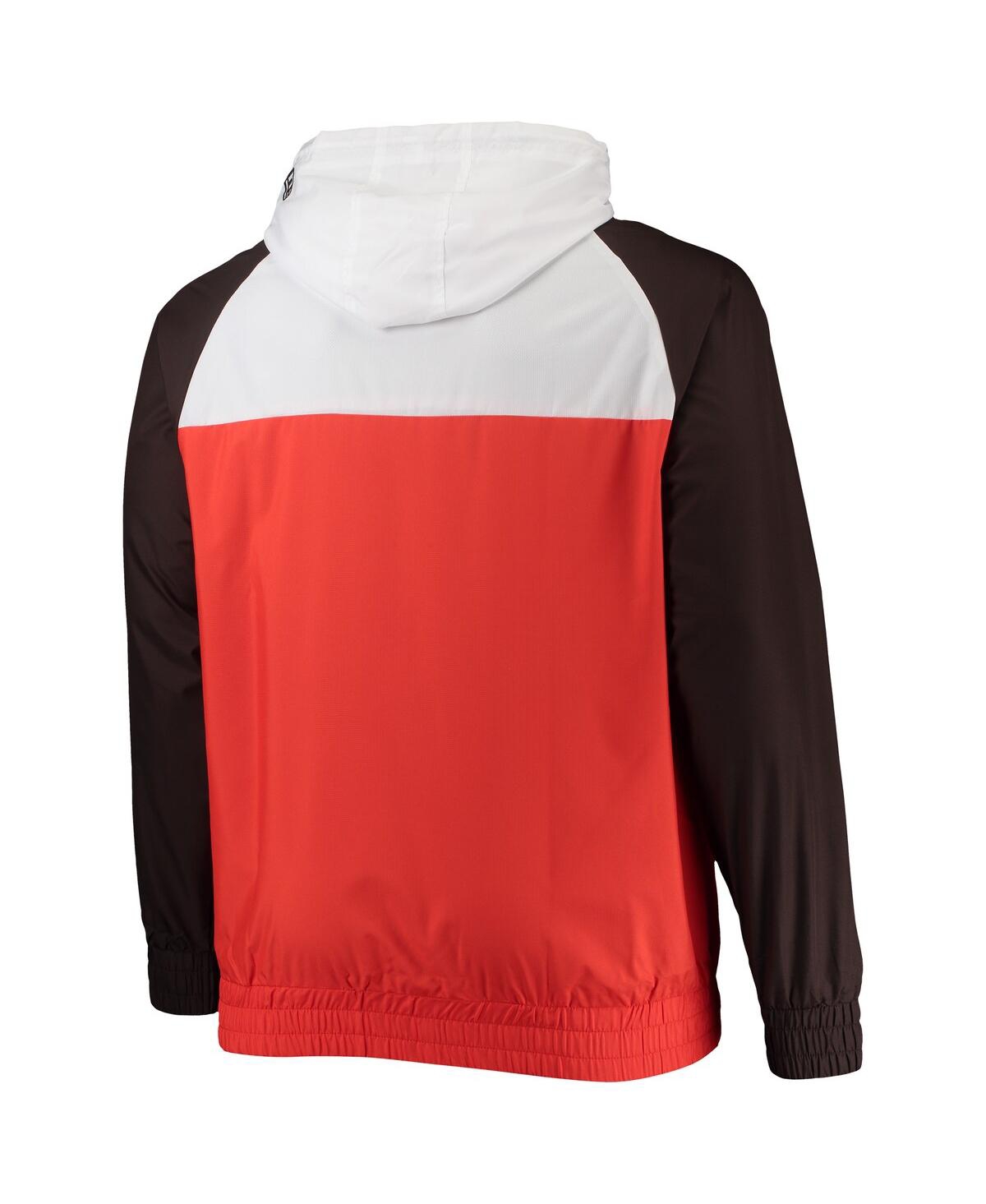 Men's New Era Brown Cleveland Browns Big and Tall League Raglan Quarter-Zip Hoodie - Brown