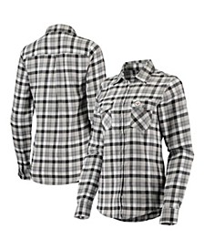 Women's Black, Gray Pittsburgh Steelers Ease Flannel Button-Up Long Sleeve Shirt