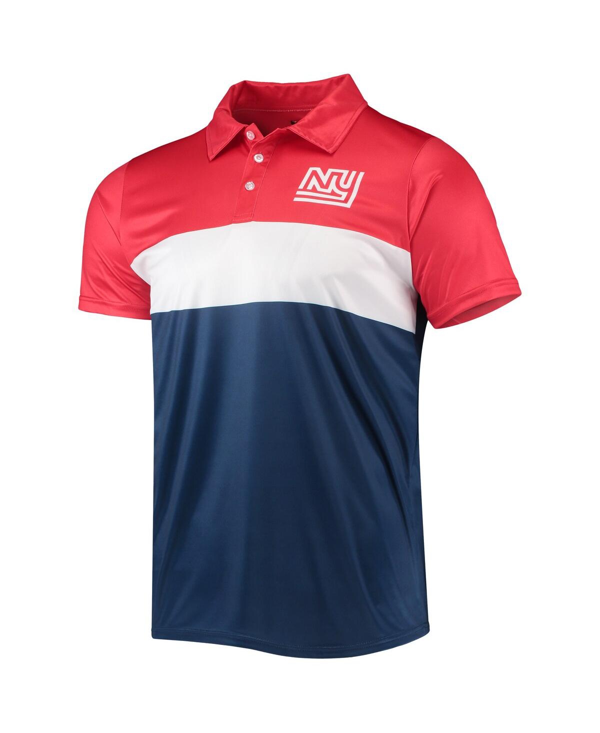 Shop Foco Men's  Red, Royal New York Giants Retro Colorblock Polo Shirt In Red,royal