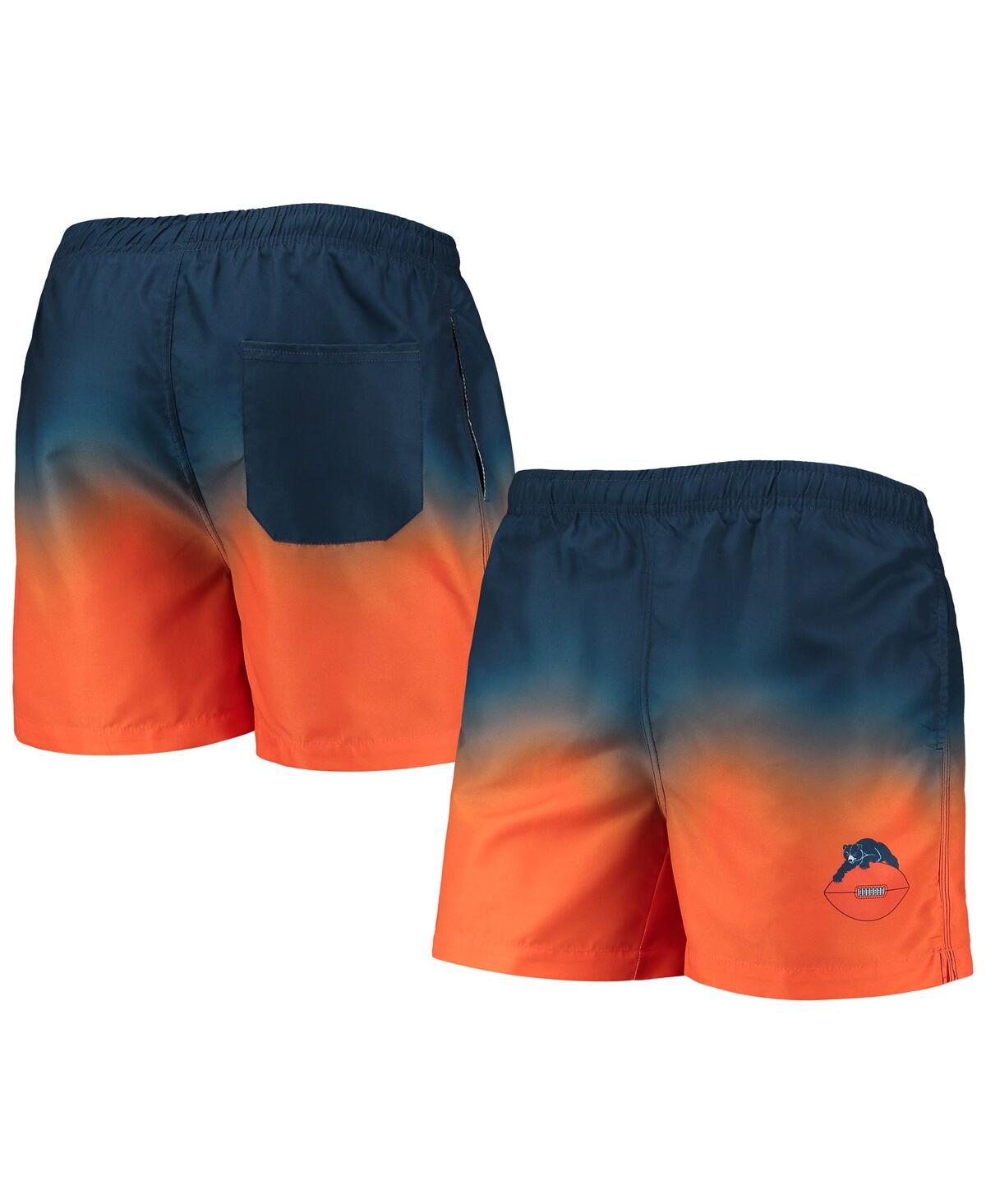 Shop Foco Men's  Navy, Orange Chicago Bears Retro Dip-dye Swim Shorts In Navy,orange