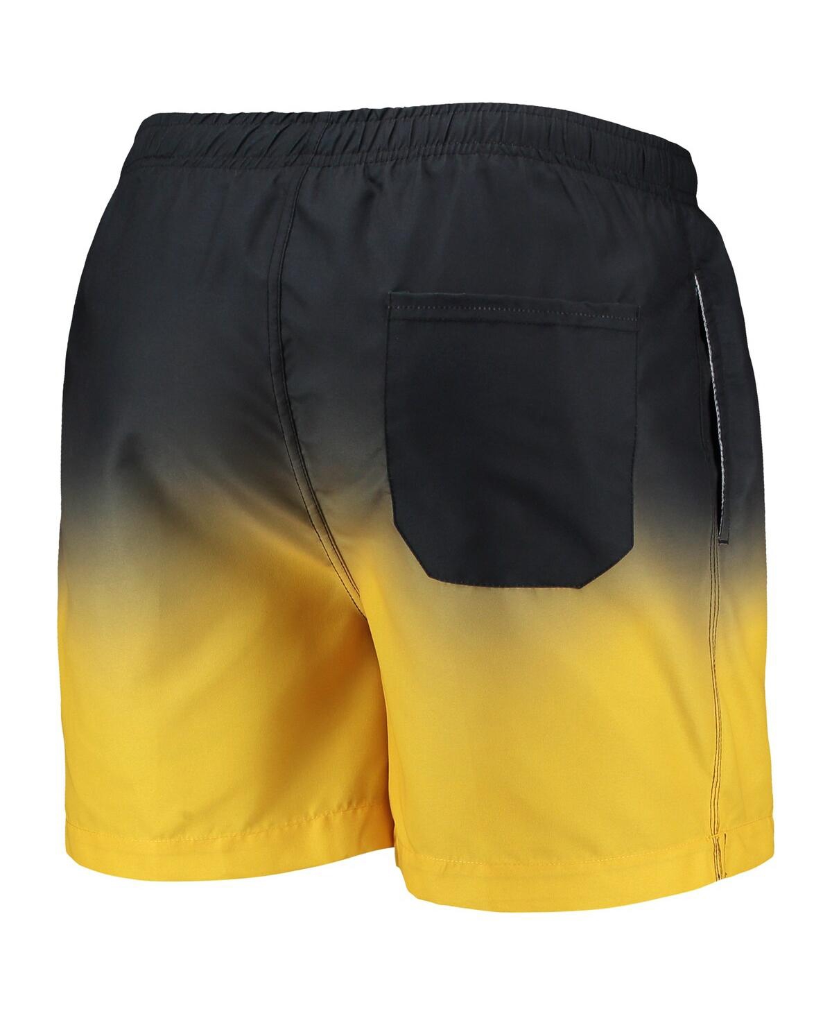 Shop Foco Men's  Black, Gold Pittsburgh Steelers Retro Dip-dye Swim Shorts In Black,gold