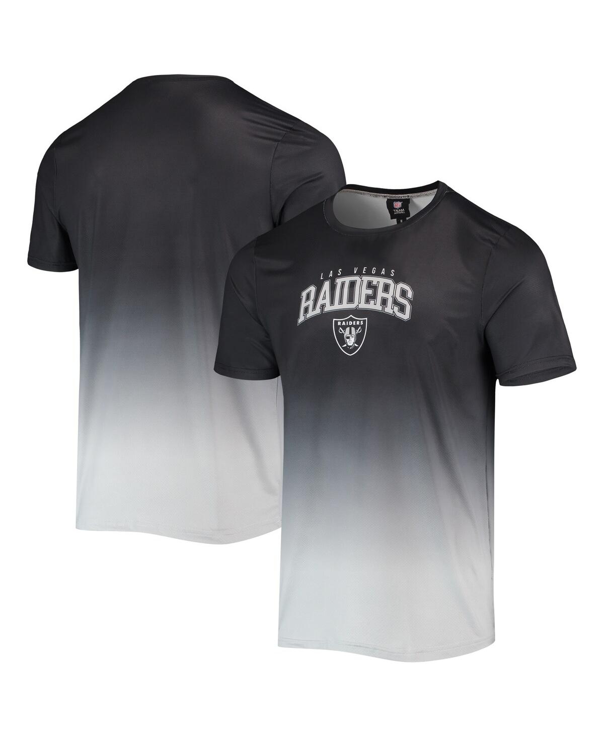 Foco Men's  Black, Silver Las Vegas Raiders Gradient Rash Guard Swim Shirt In Black,silver