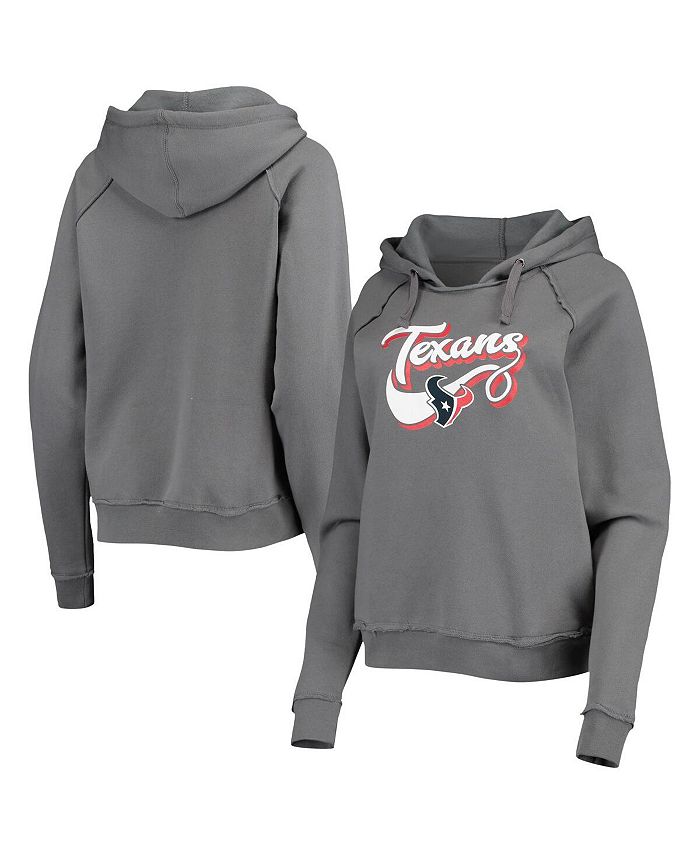 New Era Women's Gray Houston Texans Script Fleece Raglan Pullover ...