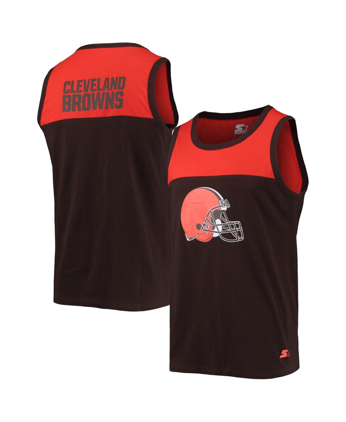 Starter Men's  Brown, Orange Cleveland Browns Team Touchdown Fashion Tank Top In Brown,orange