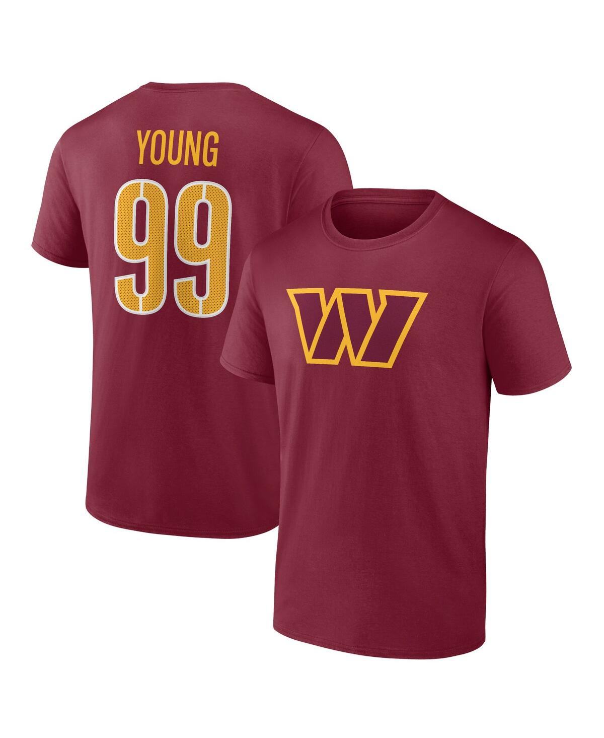 Fanatics Men's  Chase Young Burgundy Washington Commanders Player Icon Name And Number T-shirt