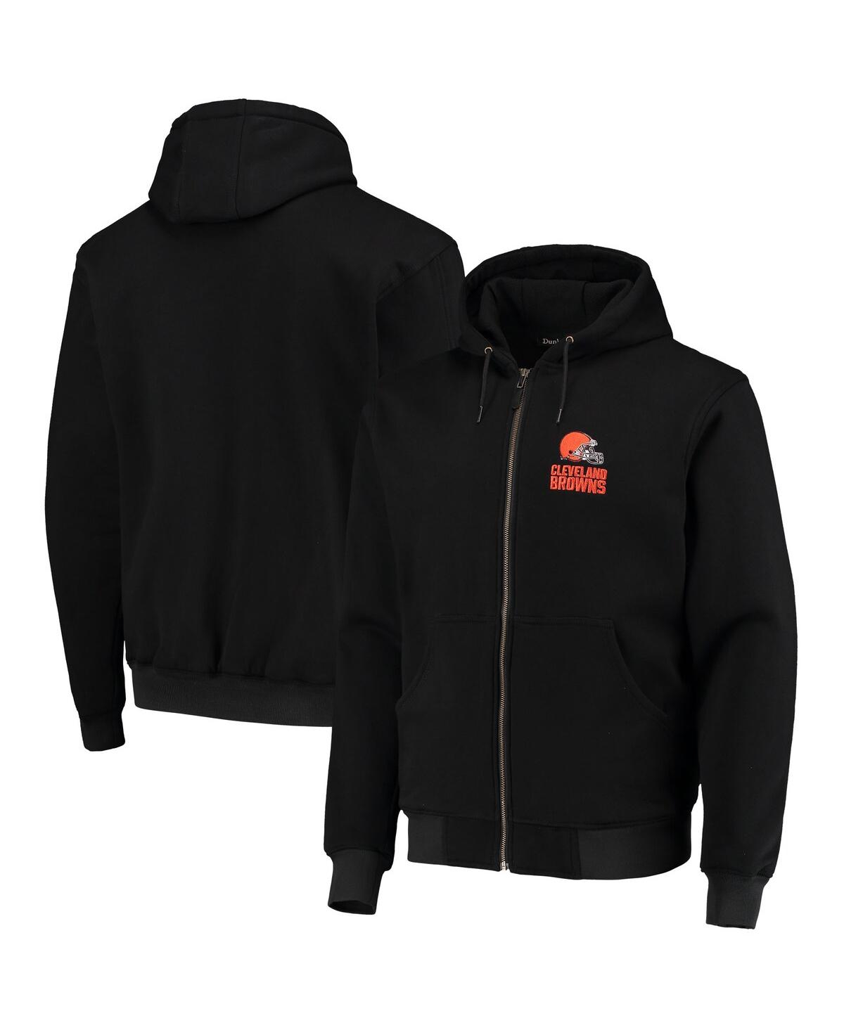 DUNBROOKE MEN'S DUNBROOKE BLACK CLEVELAND BROWNS CRAFTSMAN THERMAL-LINED FULL-ZIP HOODIE 
