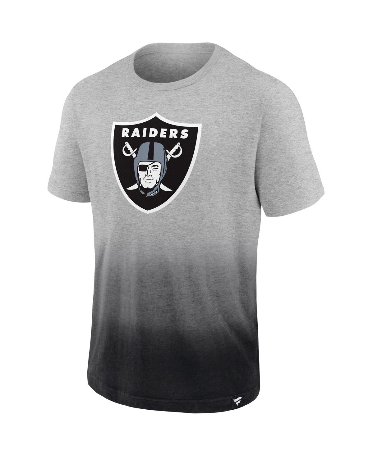 Fanatics Branded Heathered Gray/black Las Vegas Raiders Team Ombre T-shirt In Heathered Gray,black