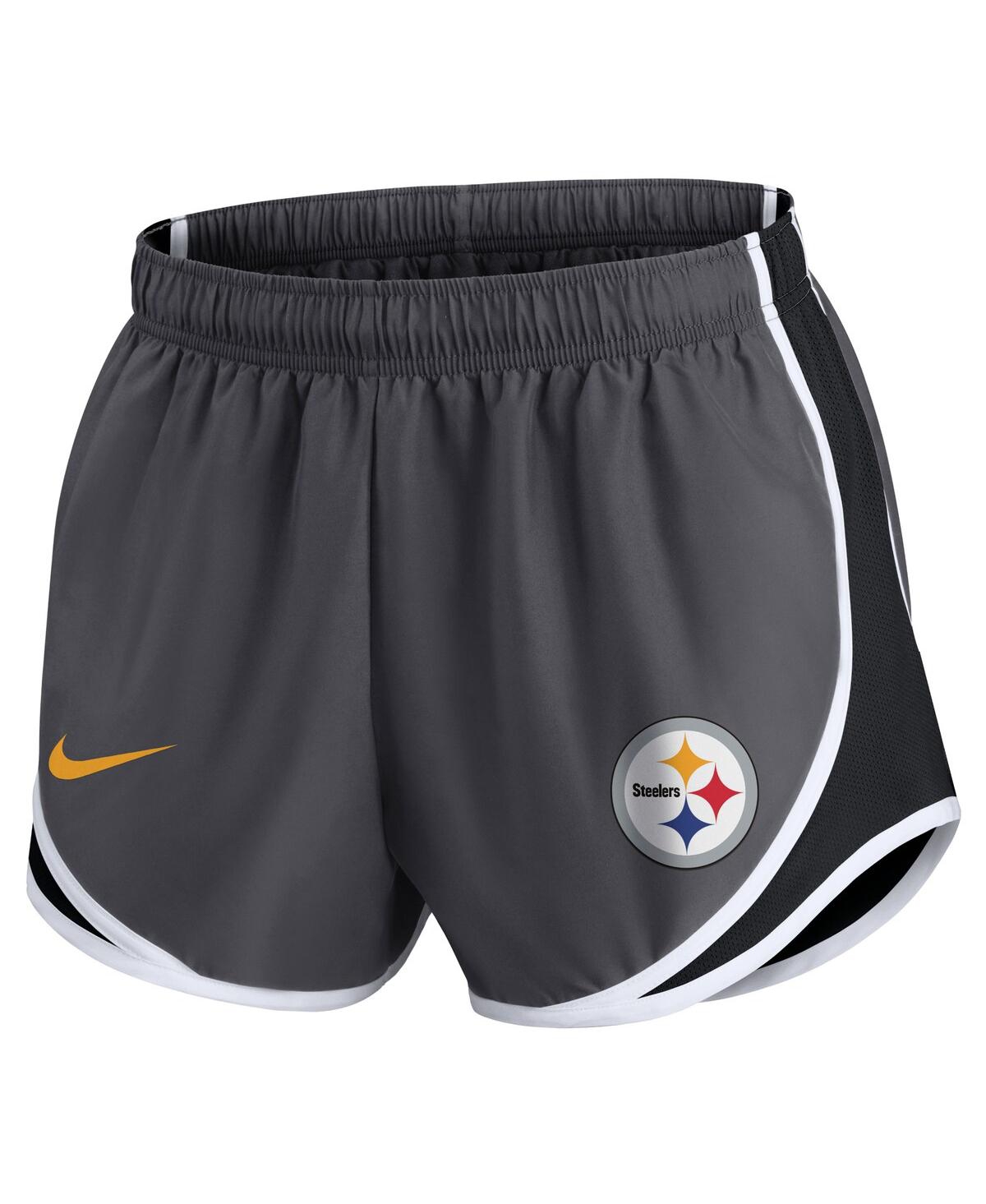 Nike Charcoal Pittsburgh Steelers Plus Size Logo Performance Tempo Shorts In Charcoal