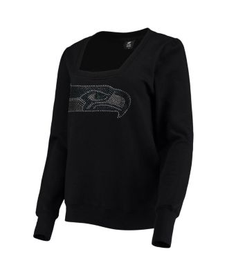 Women's Black Seattle Seahawks Winners Square Neck Pullover Sweatshirt