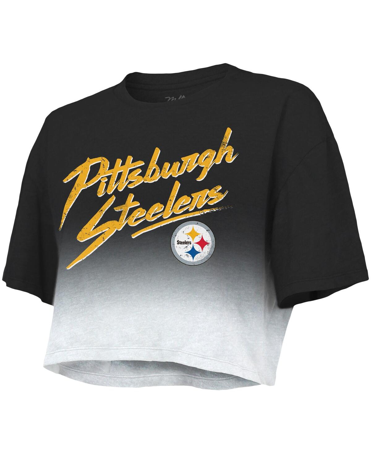 Shop Majestic Women's  Threads Chase Claypool Black, White Pittsburgh Steelers Drip-dye Player Name And Nu In Black,white