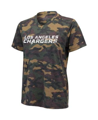 Women's Justin Herbert Camo Los Angeles Chargers Name and Number Tri-Blend V-Neck T-shirt