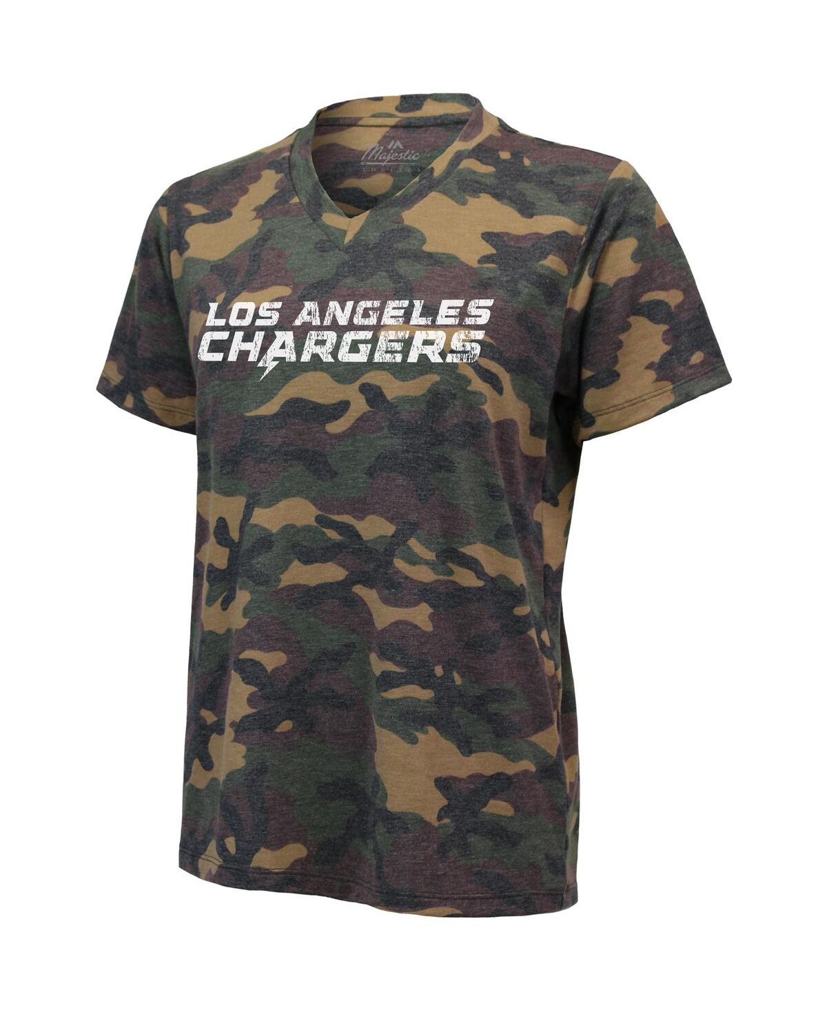 Shop Industry Rag Women's Justin Herbert Camo Los Angeles Chargers Name And Number Tri-blend V-neck T-shirt