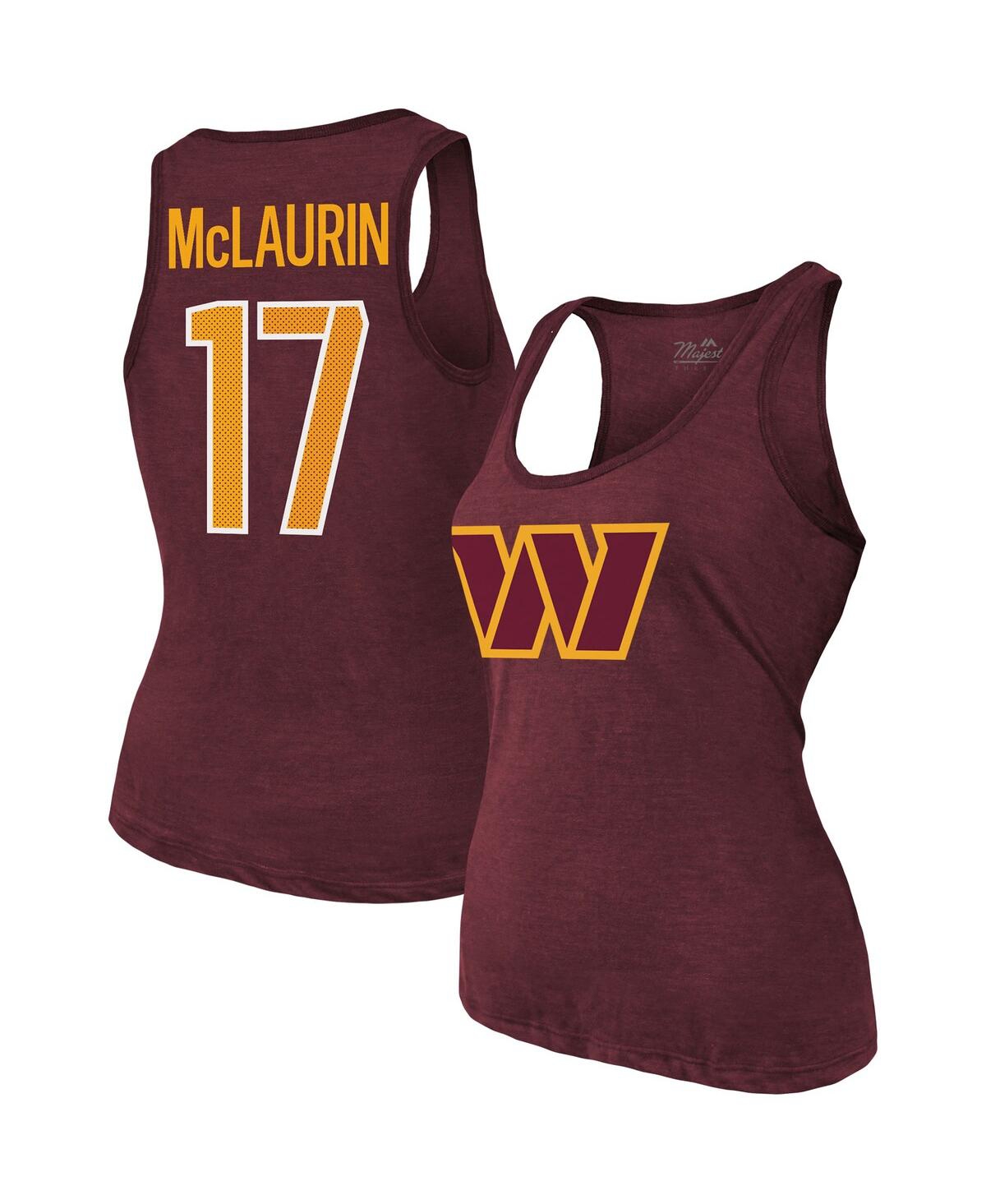 Women's Majestic Threads Terry McLaurin Burgundy Washington Commanders Player Name & Number Tri-Blend Tank Top - Burgundy