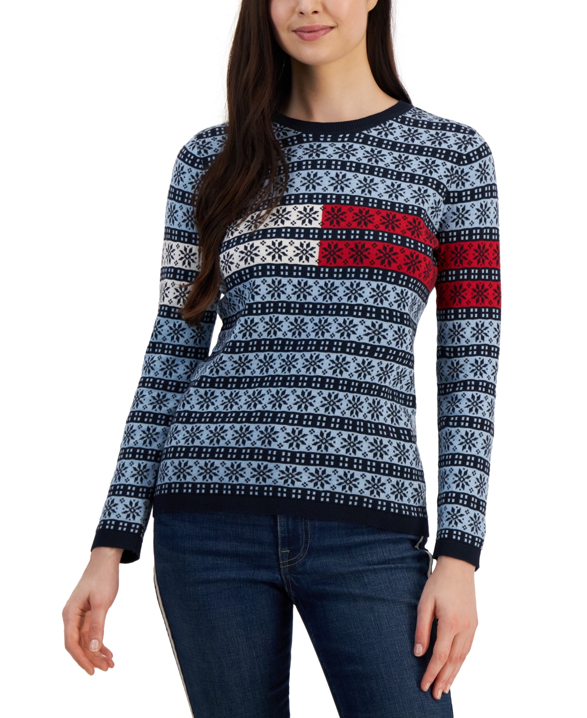Tommy Hilfiger Women's Lucy Logo Flag Snowflake Sweater